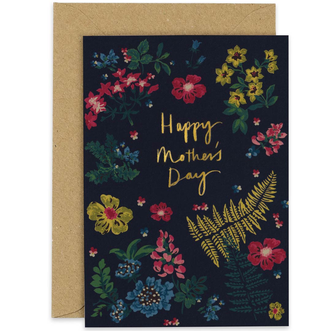Happy Mother's Day Gold Foil Flowers and Fern Card