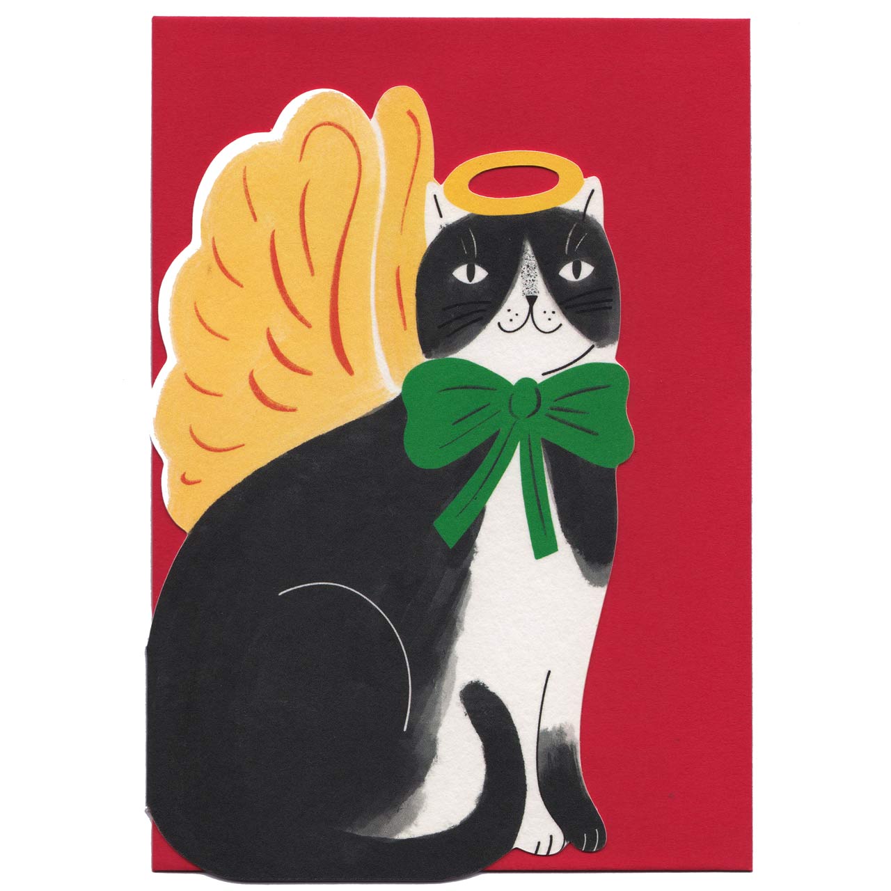 Cherub Cat Die Cut Christmas Card
