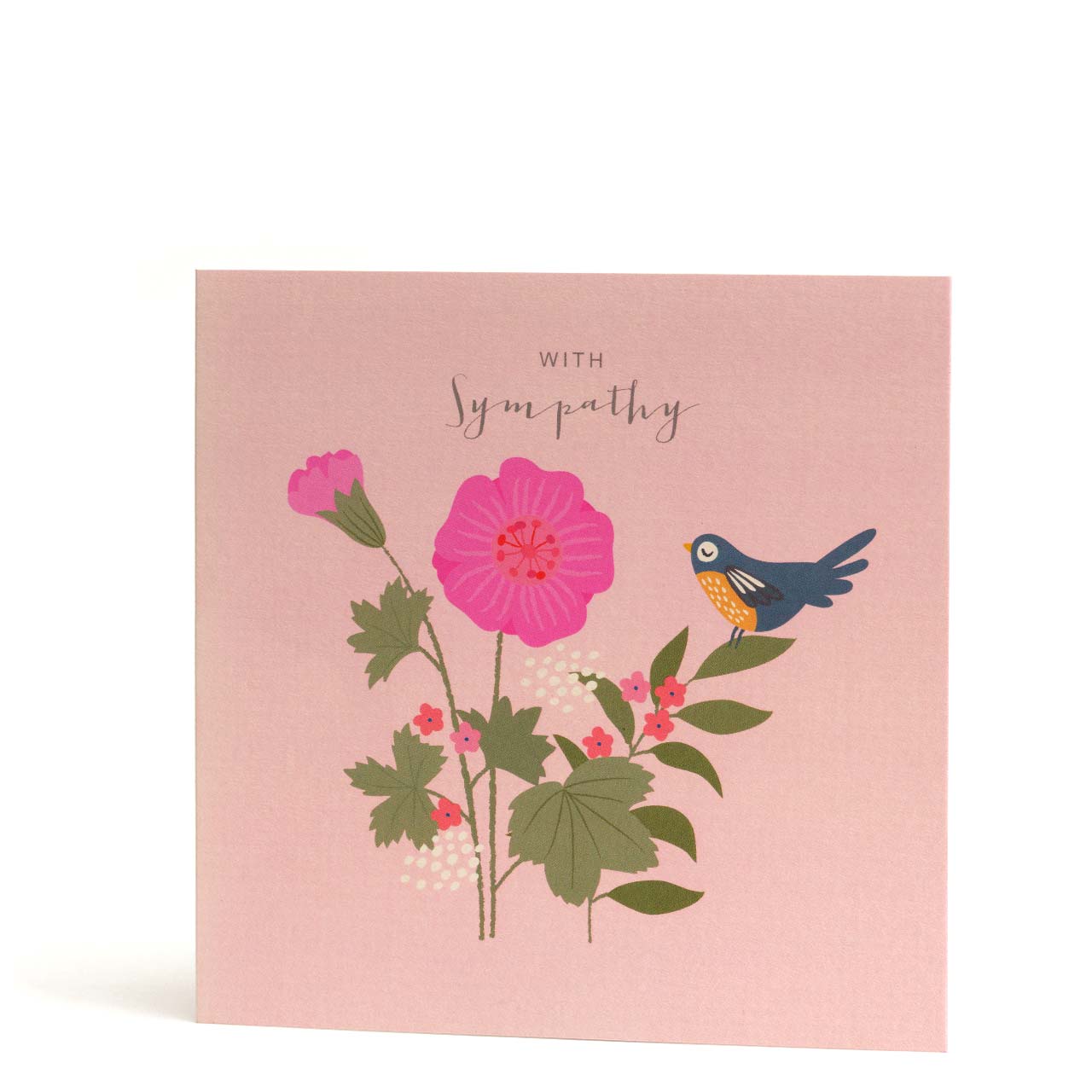 With Sympathy Flower and Bluebird Greeting Card