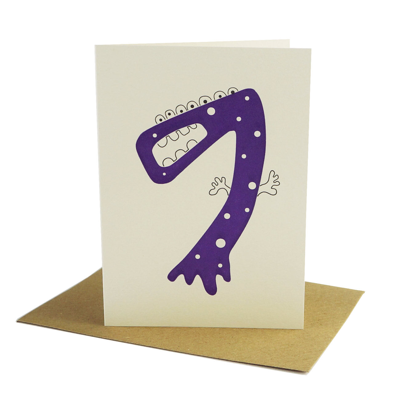 Age 7 Purple Alien Letterpress Card