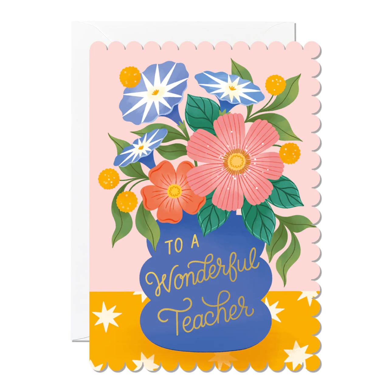 To A Wonderful Teacher Scalloped Edge Card
