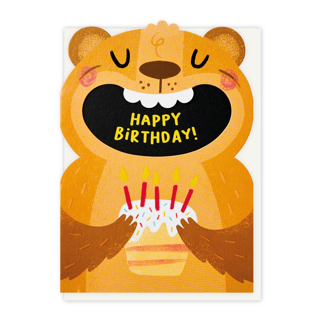 Big Mouthed Bear Die Cut Birthday Card