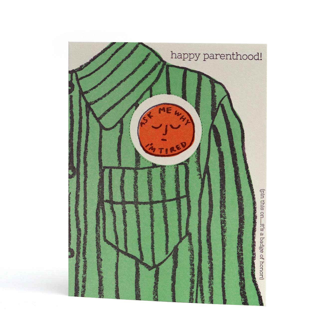 Happy Parenthood Letterpress Pop-Out Badge Greeting Card