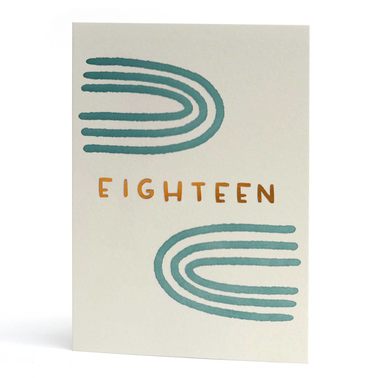 Eighteen Copper Foil Letterpress Birthday Card