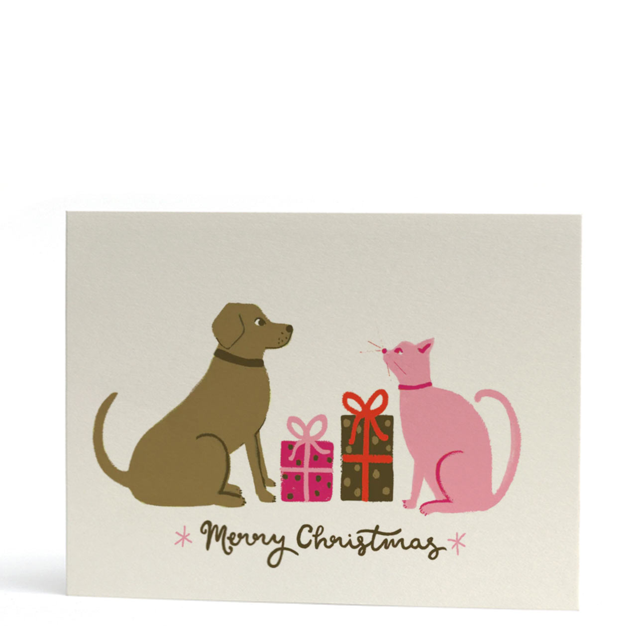 Smudge and Pink Kitty Merry Christmas Card