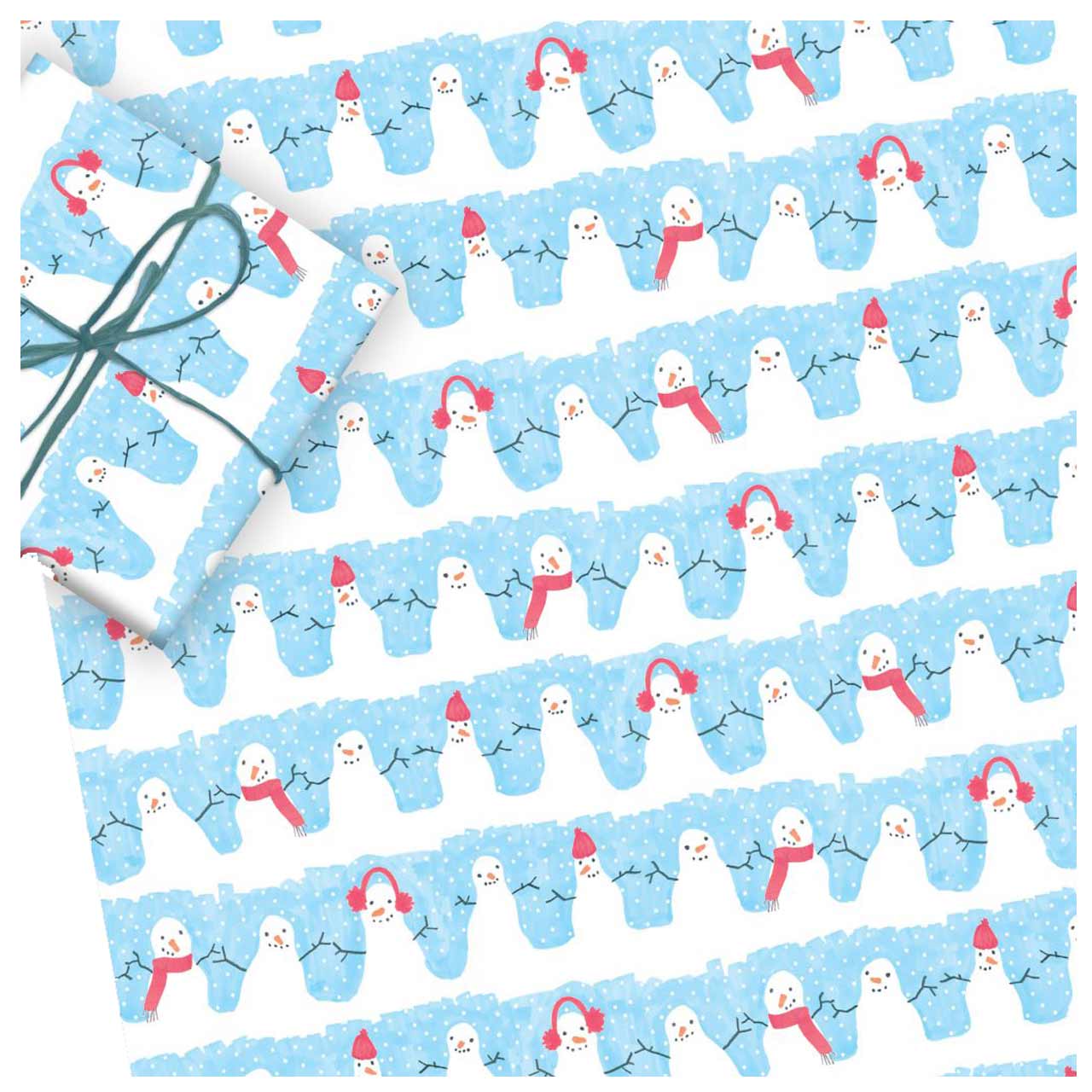 Cosy Snowmen Gift Wrap - Folded Single Sheet