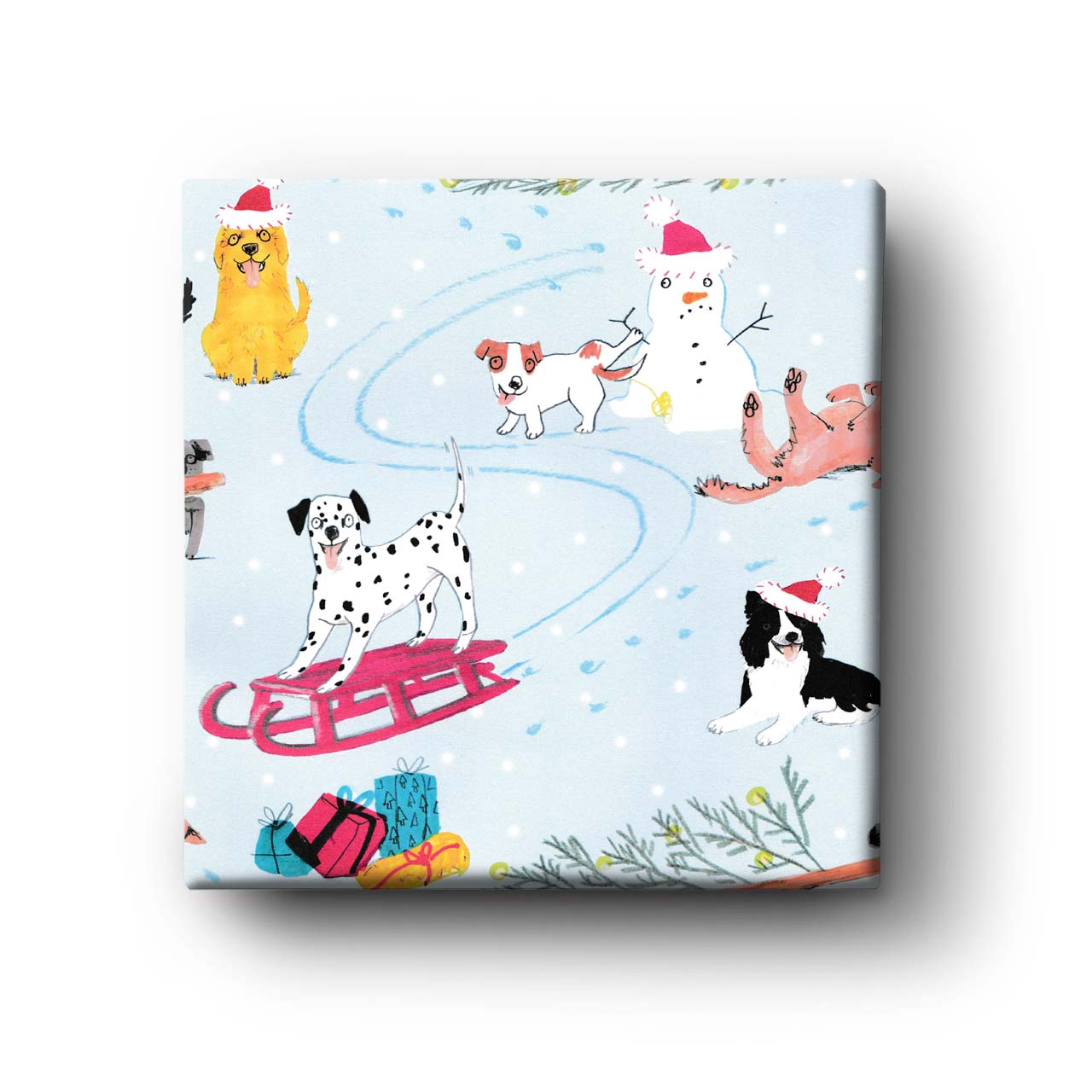 Dog Sledding Christmas Gift Wrapping Paper - Folded Single Sheet