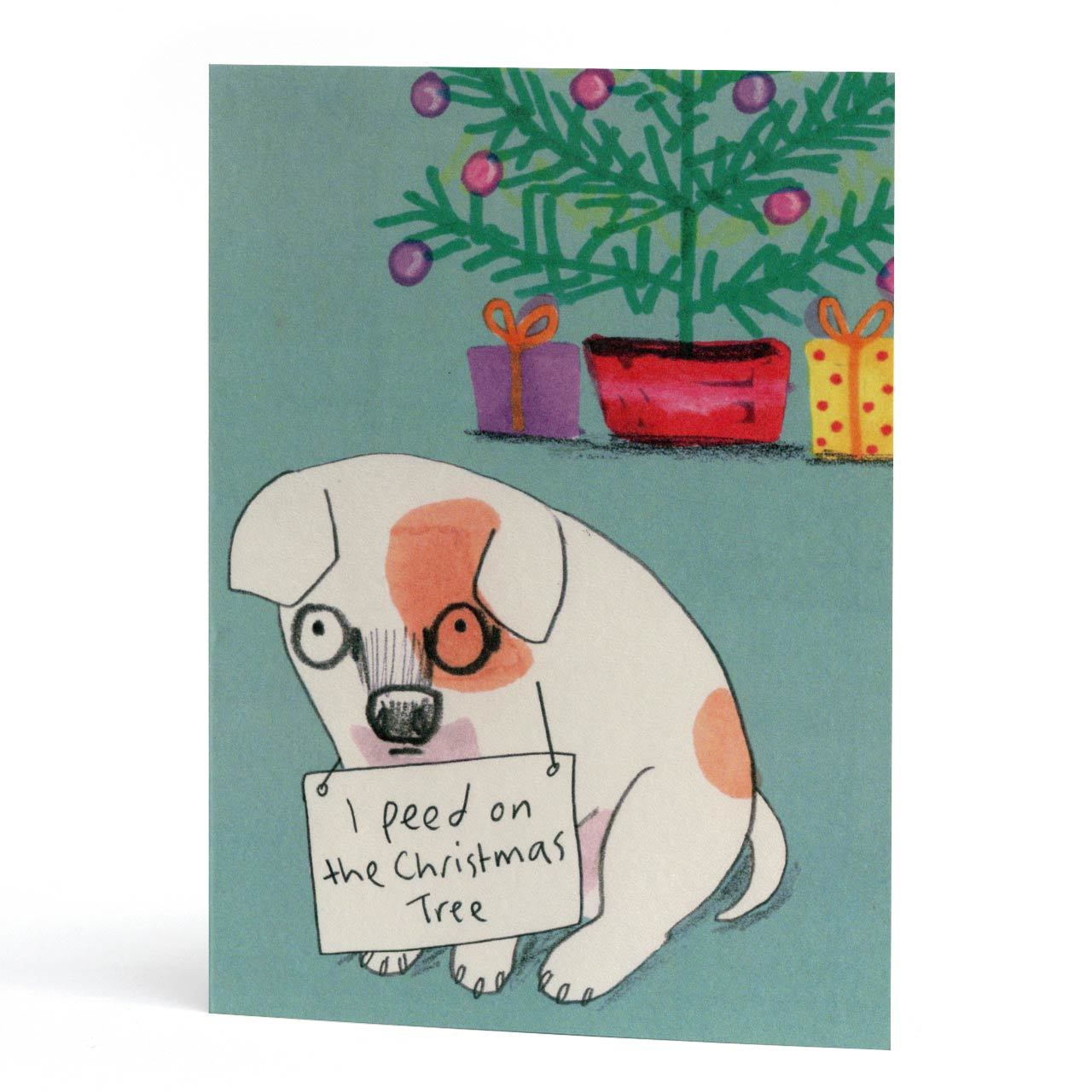 Peed on the Christmas Tree Greeting Card