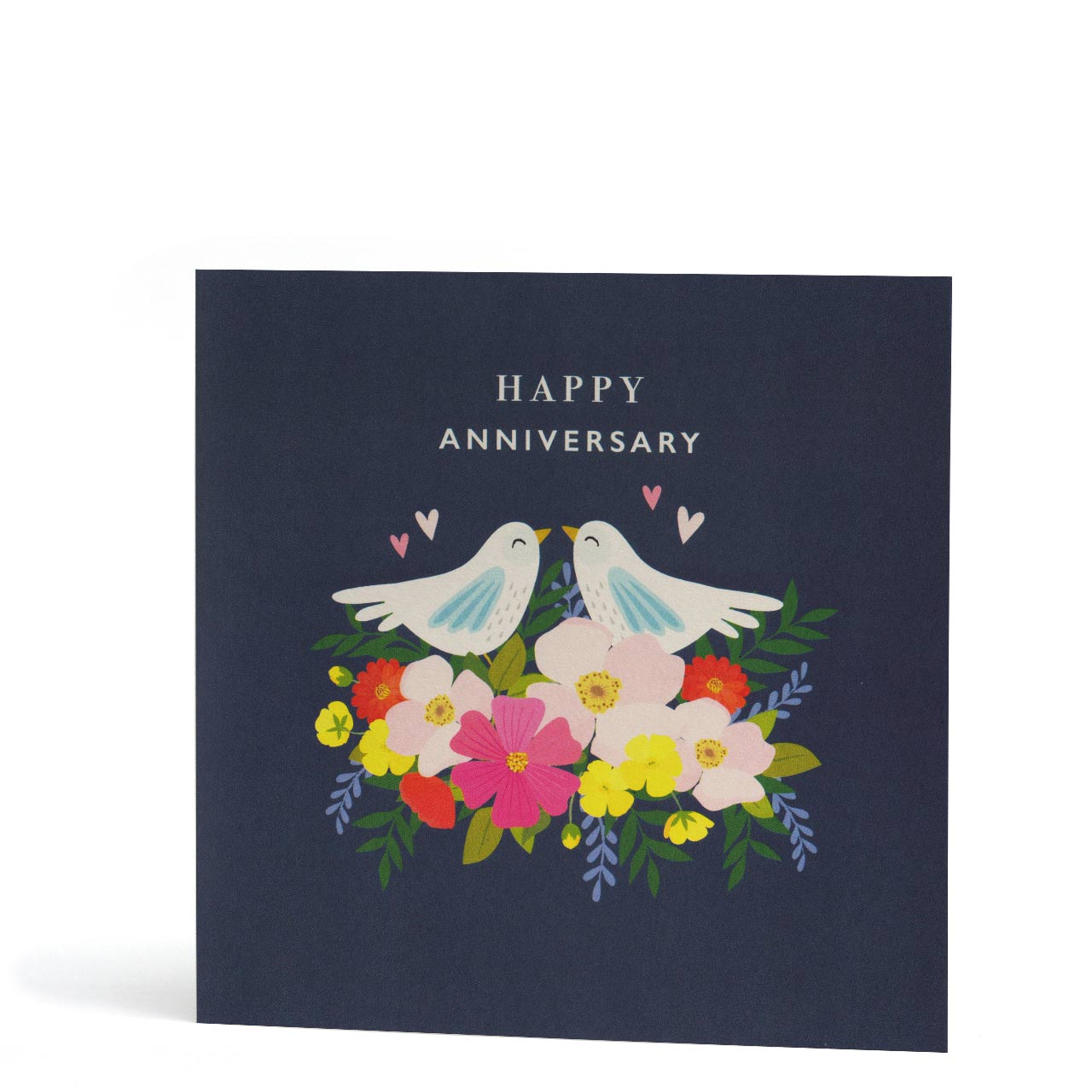 Happy Anniversary Flowers and Doves Greeting Card