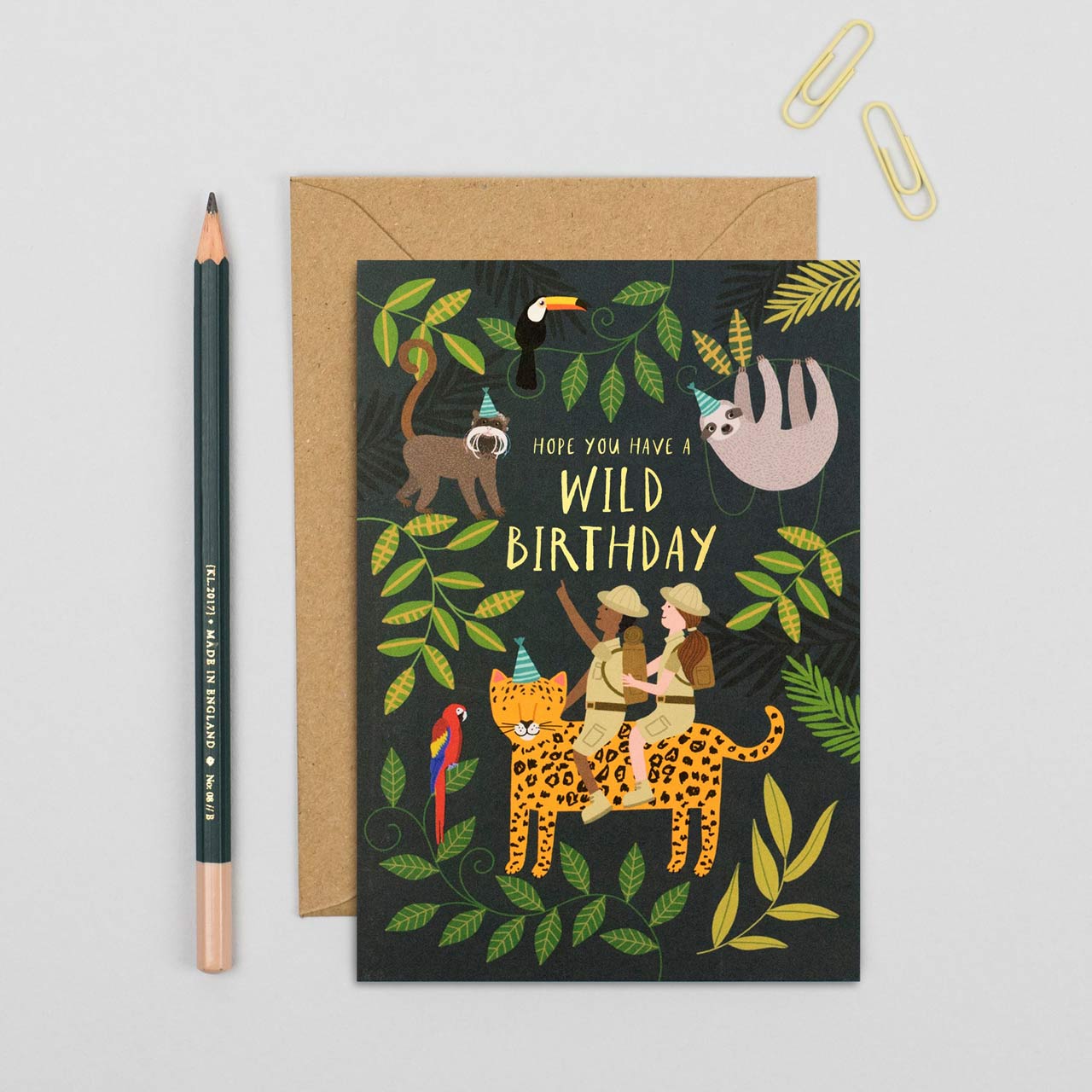 Jungle Explorers Birthday Gold Foil Card