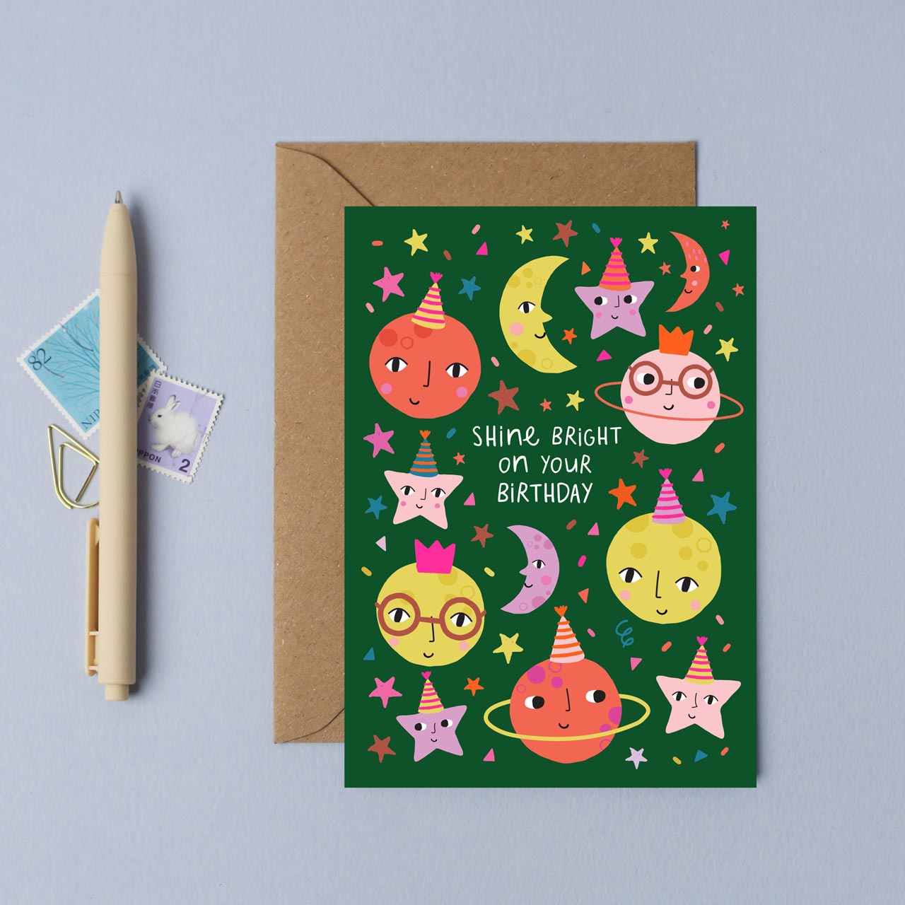 Party Moon and Stars Birthday Card