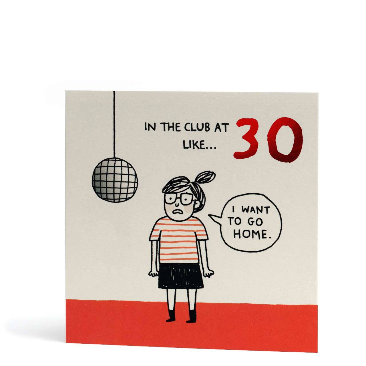 In The Club at 30 Red Foil Birthday Greeting Card