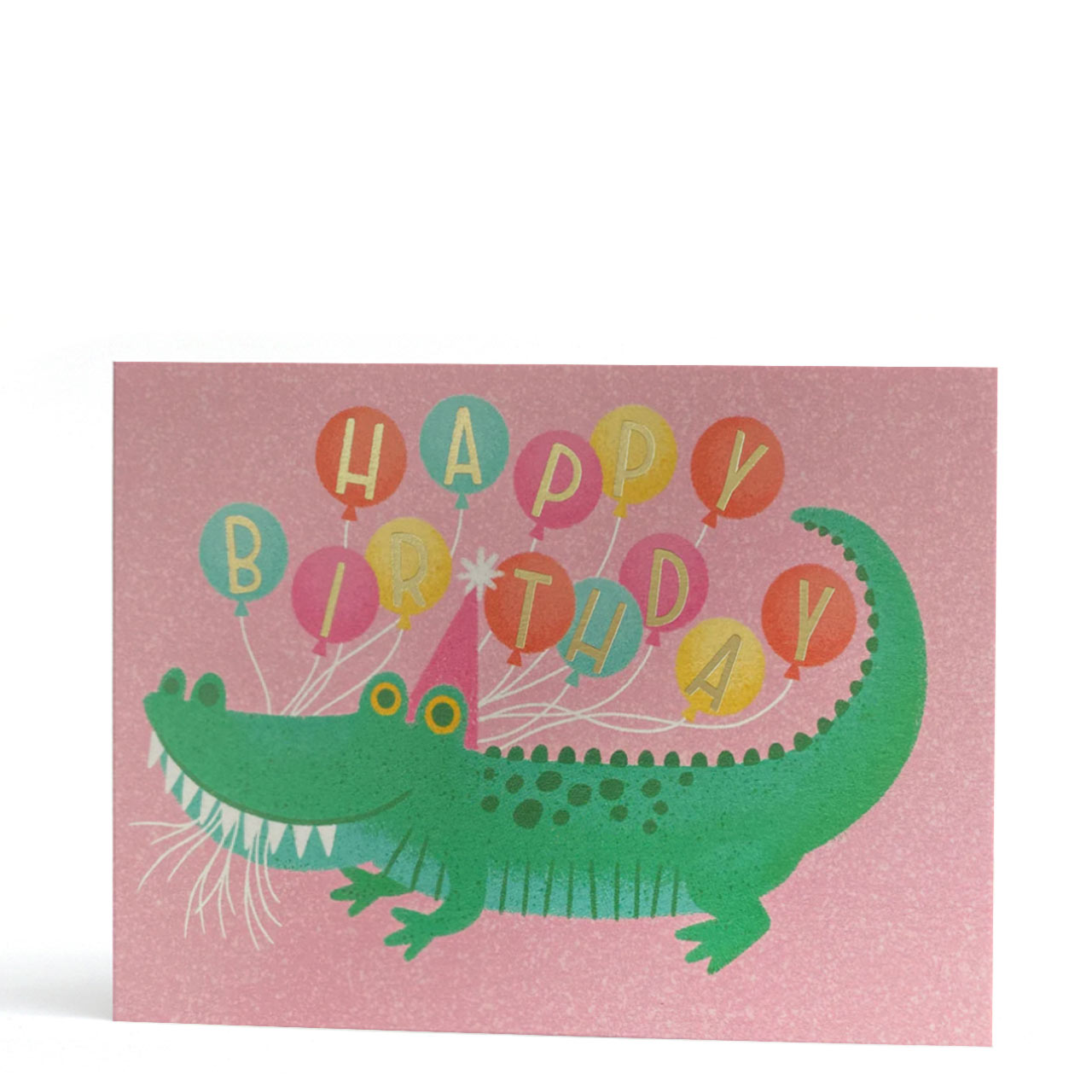 Alligator Birthday Gold Foil Card