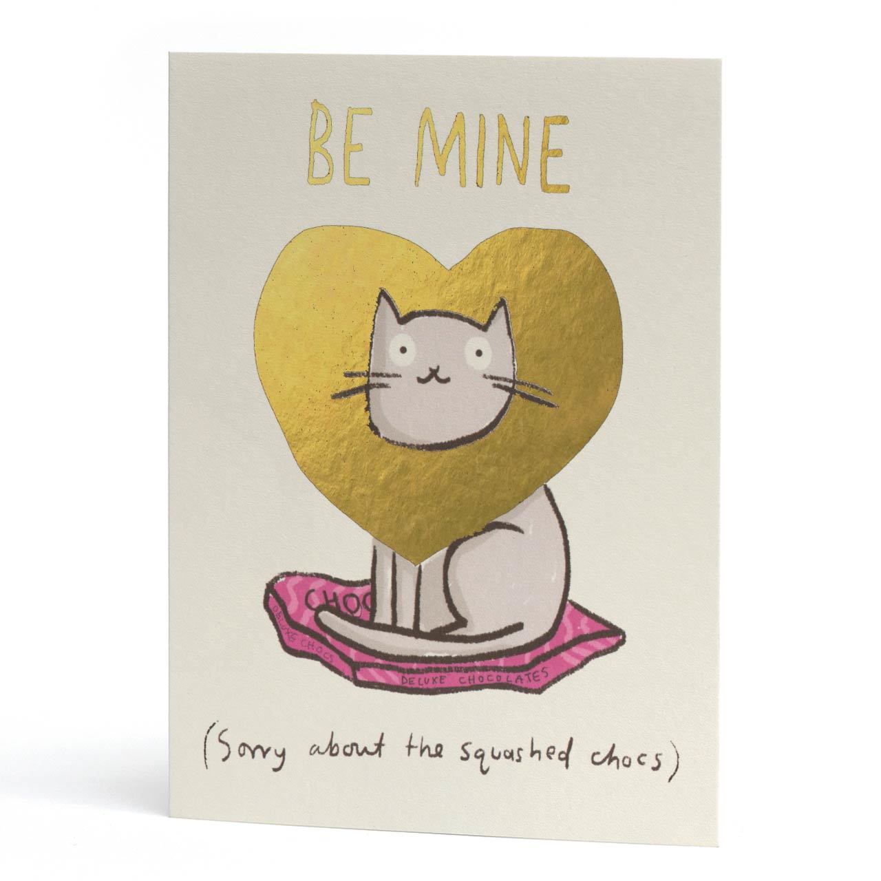 Be Mine Cat Gold Foil Greeting Card