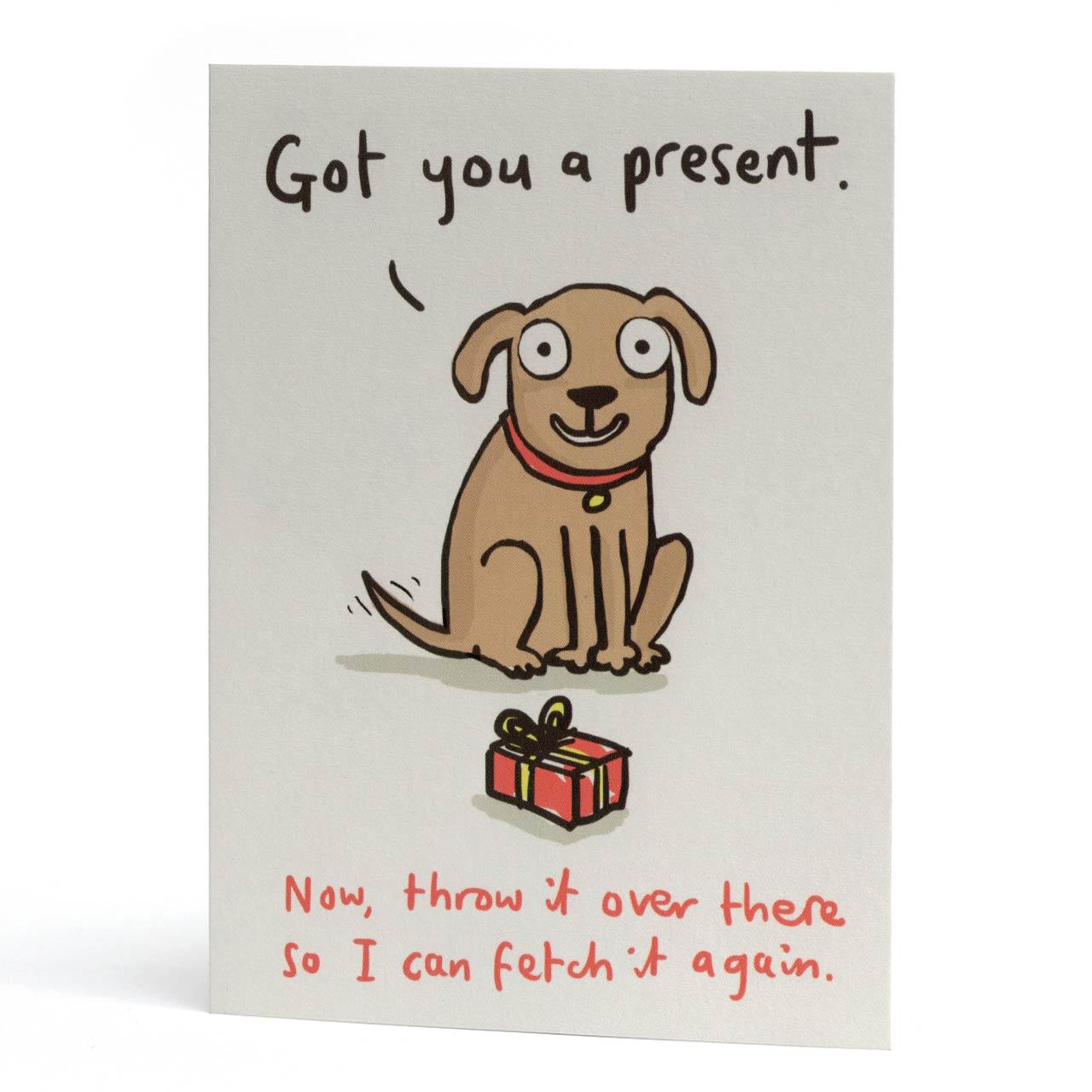 Dog Present Birthday Greeting Card