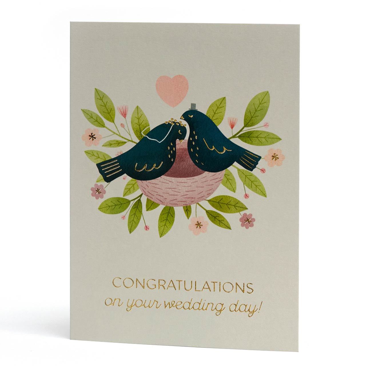 Love Birds Wedding Gold Foil Greeting Card