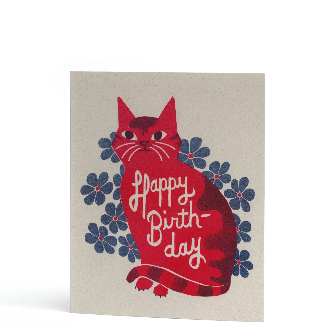 Red Cat Risograph Birthday Card
