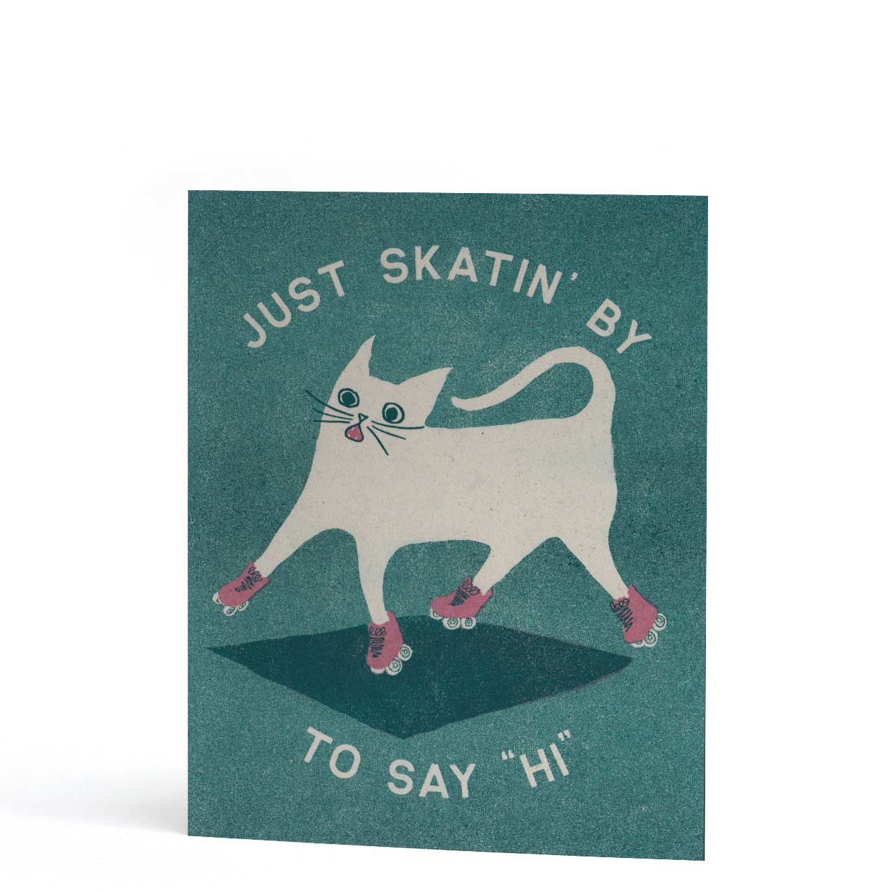Just Skatin' By Cat Risograph Card