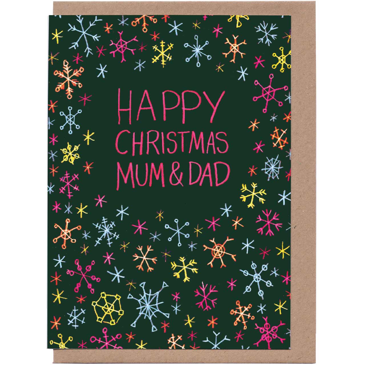 Snowflakes Mum and Dad Christmas Card
