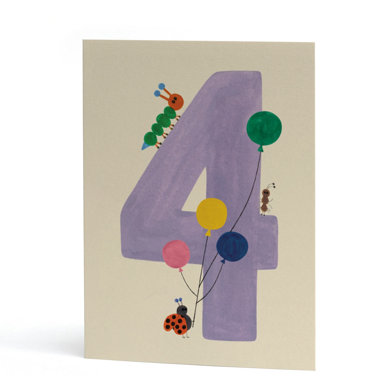 Age Four Caterpillar and Balloons Card