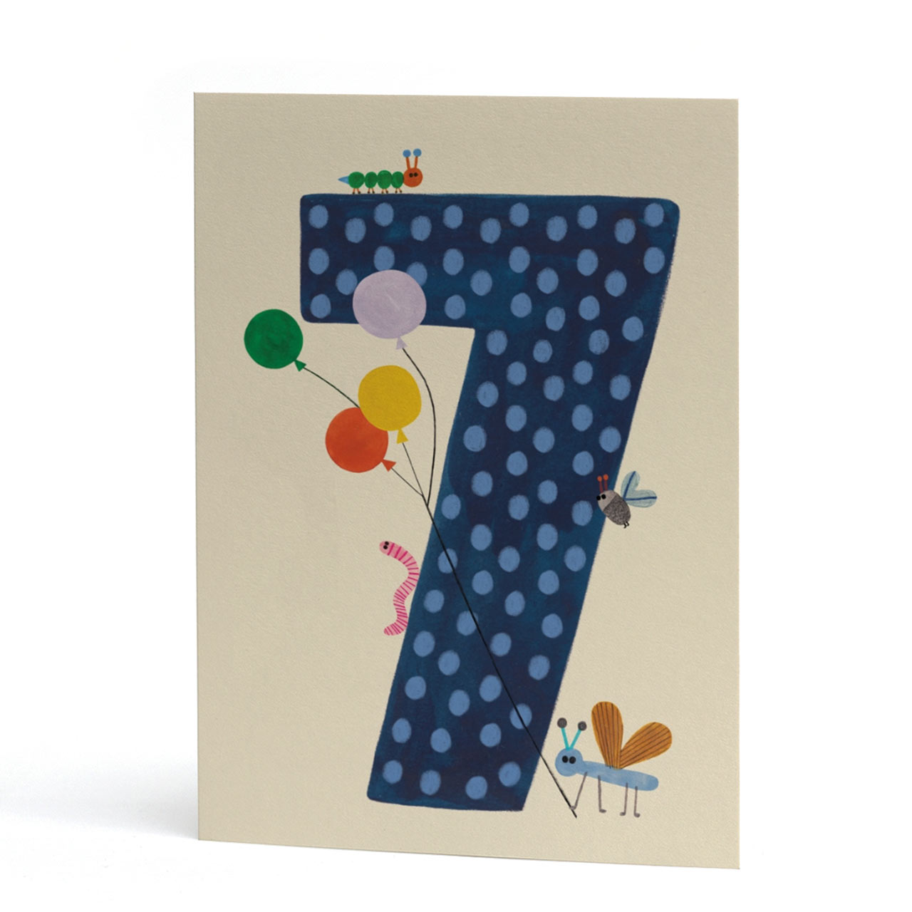 Age Seven Caterpillar and Balloons Card