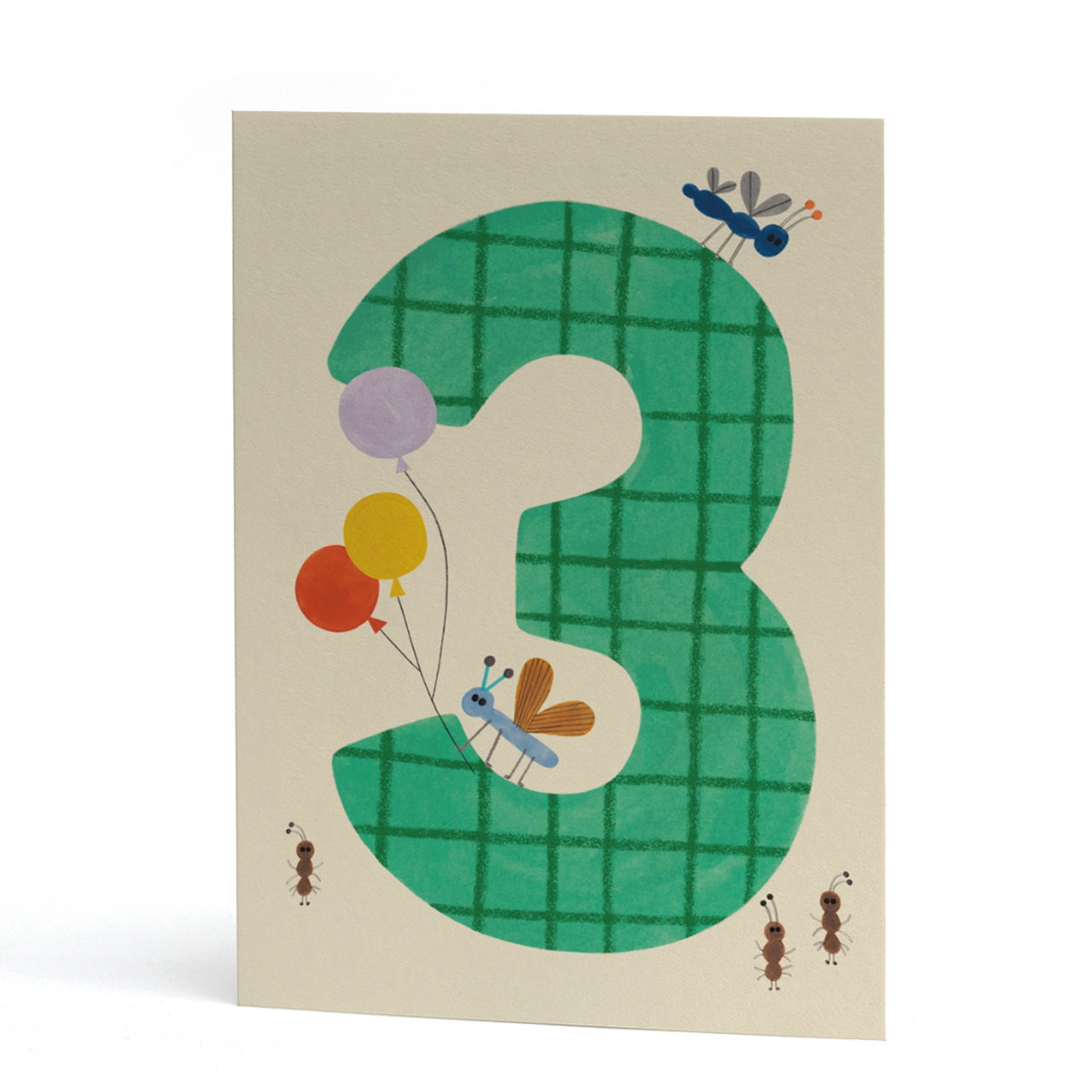 Age Three Ants and Balloons Card