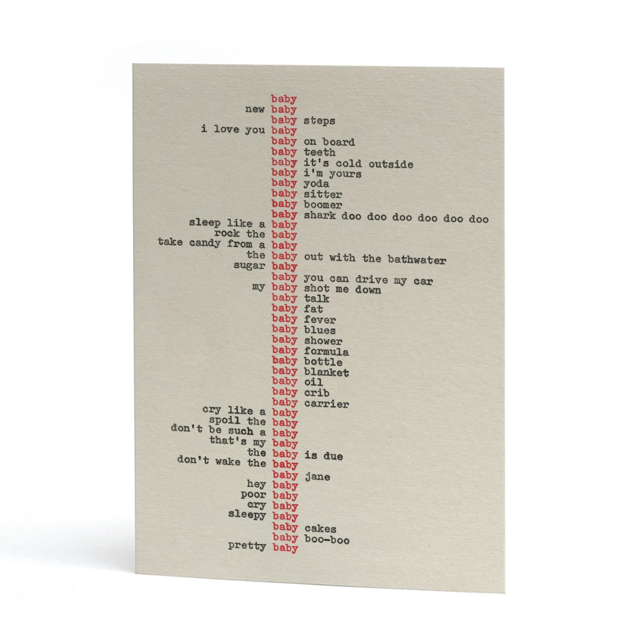 Baby Type Card
