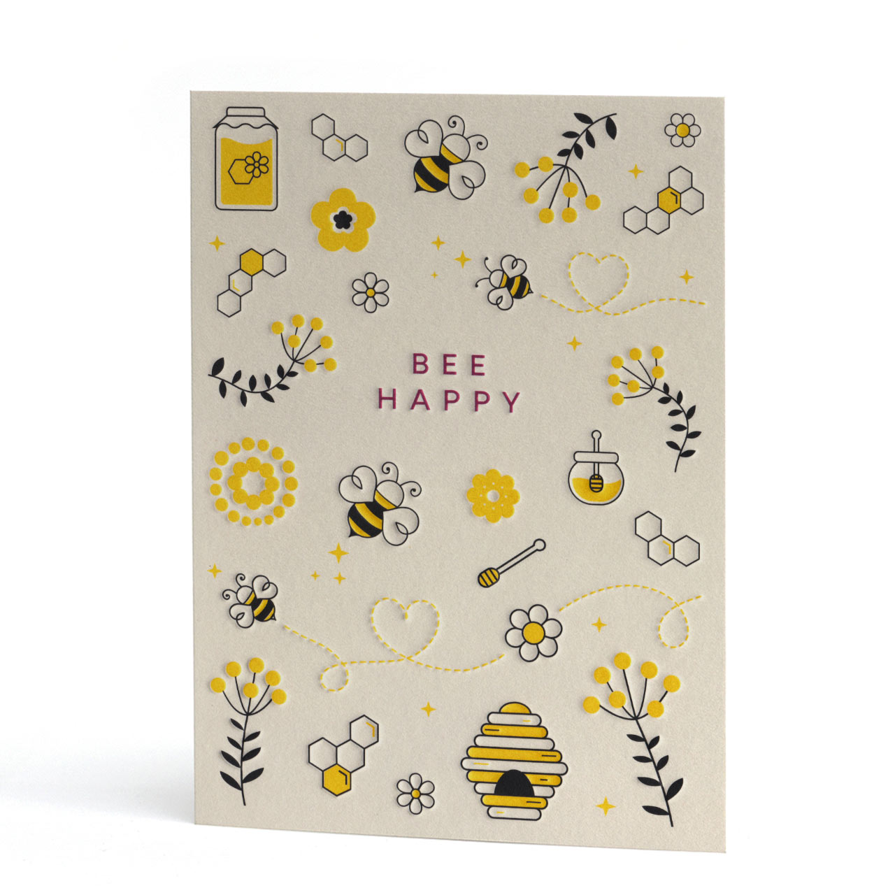Bee Happy Letterpress-Style Card
