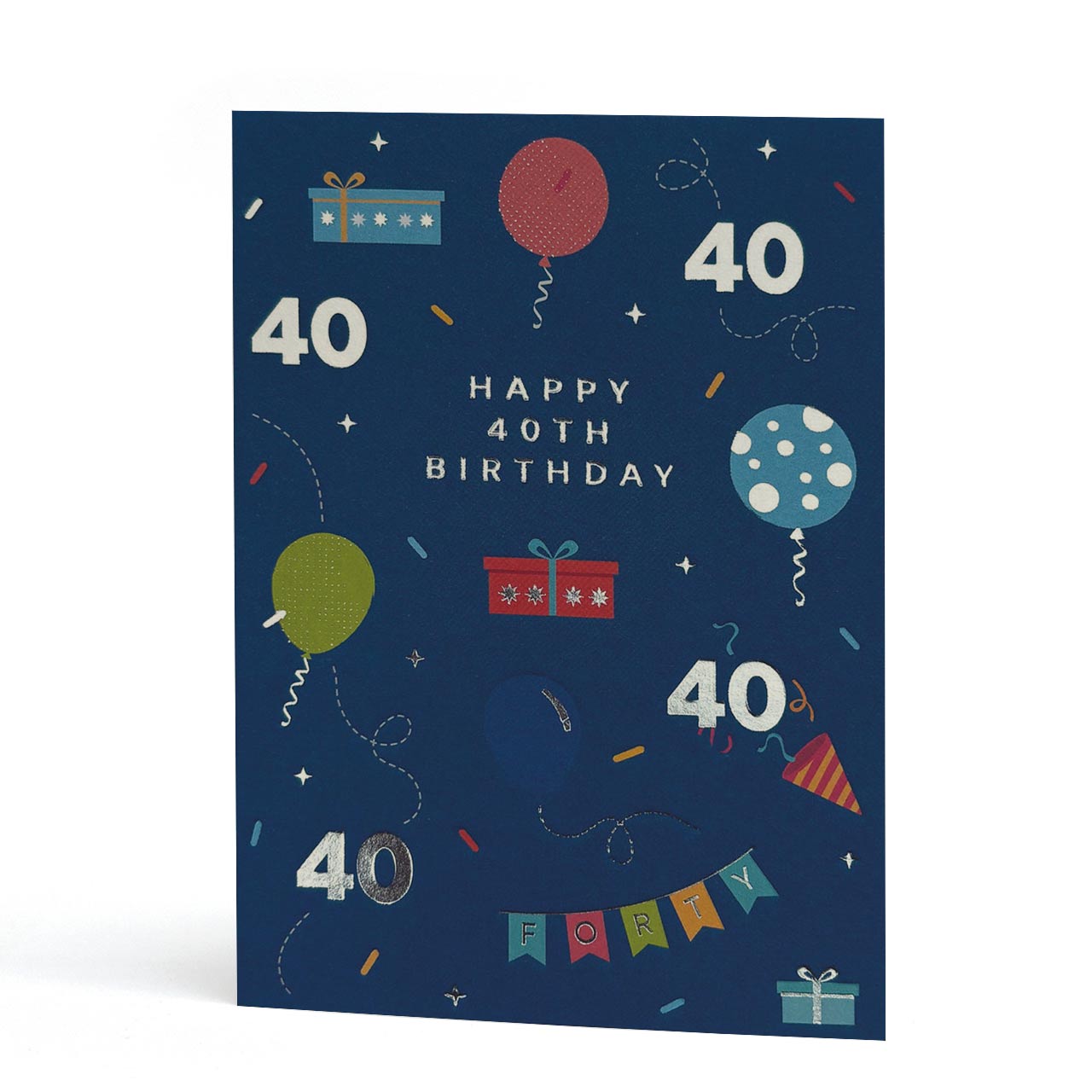 40th Birthday Silver Foil Letterpress-style Card