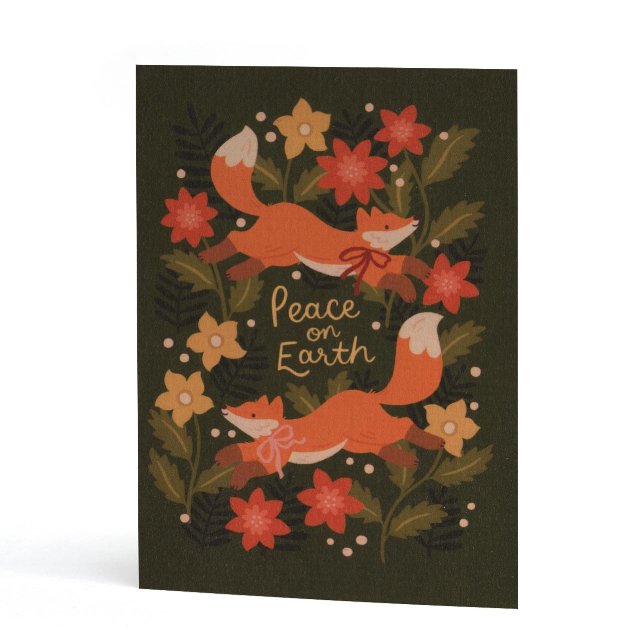Peace on Earth Foxes Christmas Card