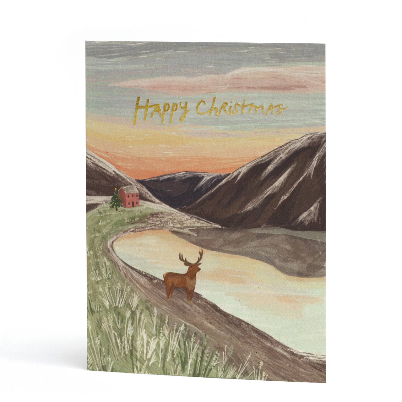 Loch and Stag Gold Foil Christmas Card