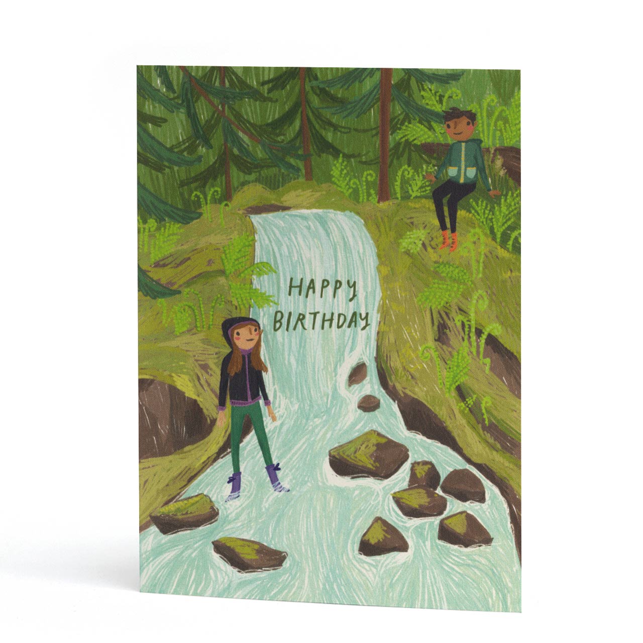 Mossy Waterfall Birthday Card