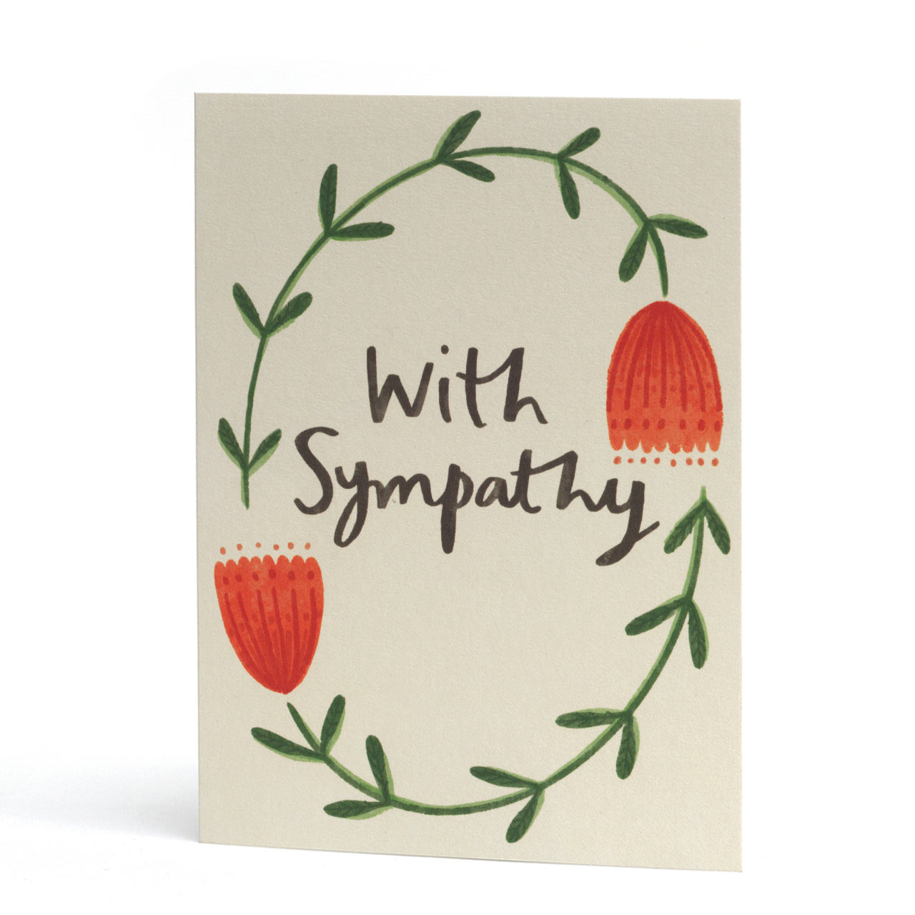 With Sympathy Red Flowers Card
