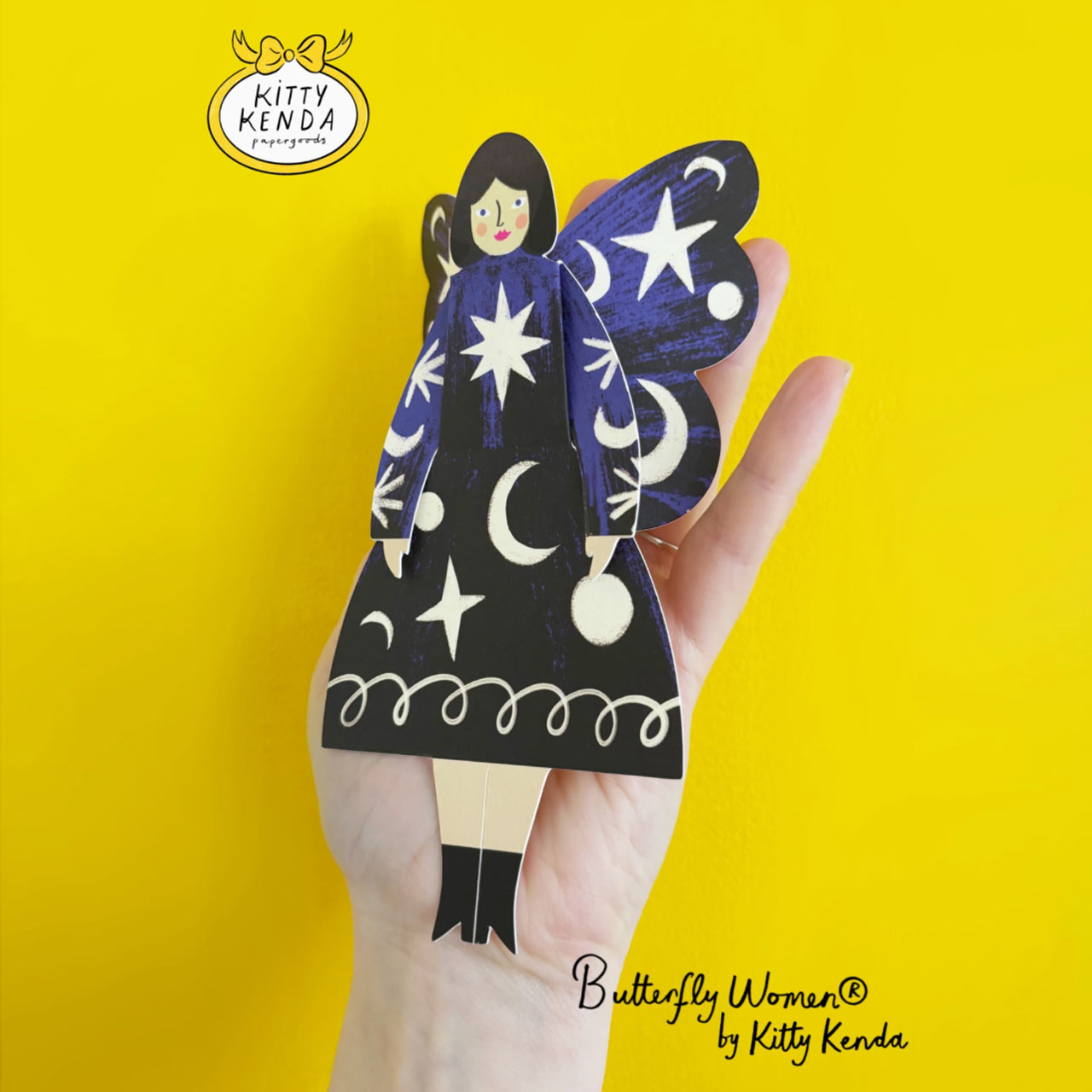 Cosmic Butterfly Woman Sitting Greeting Card