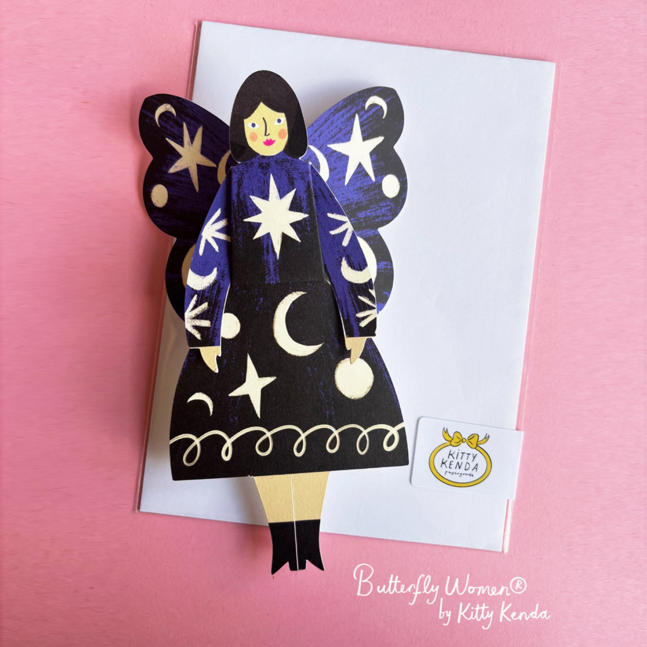 Cosmic Butterfly Woman Sitting Greeting Card