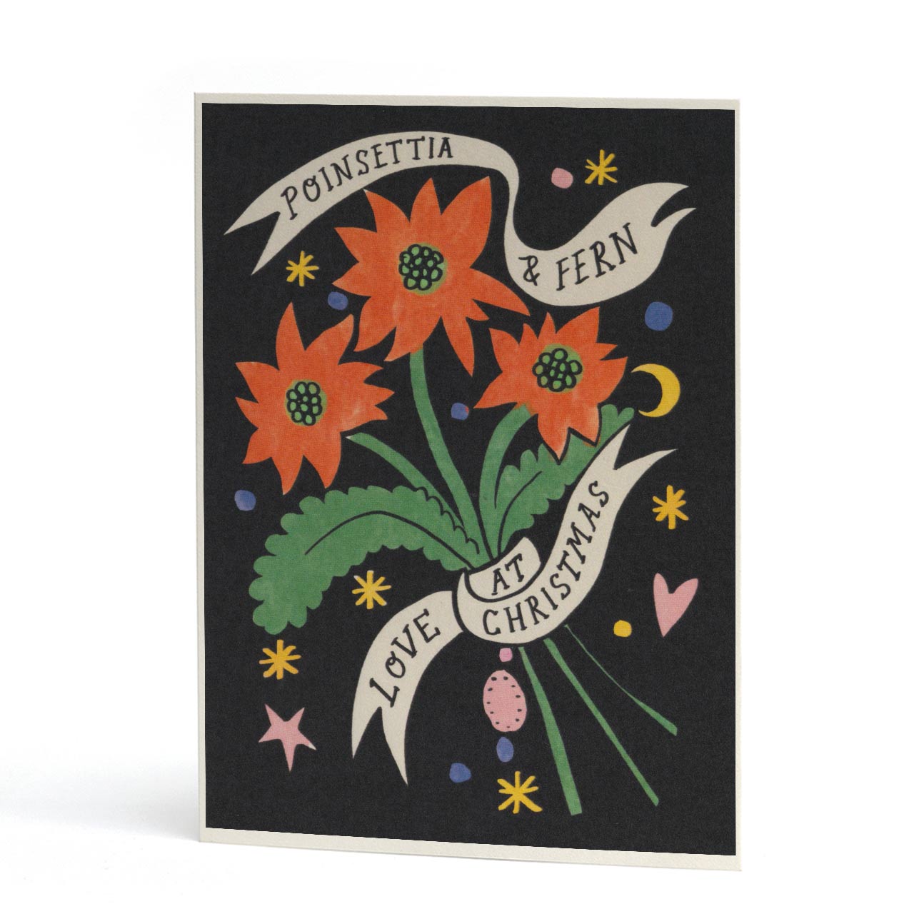 Poinsettia and Fern Christmas Card