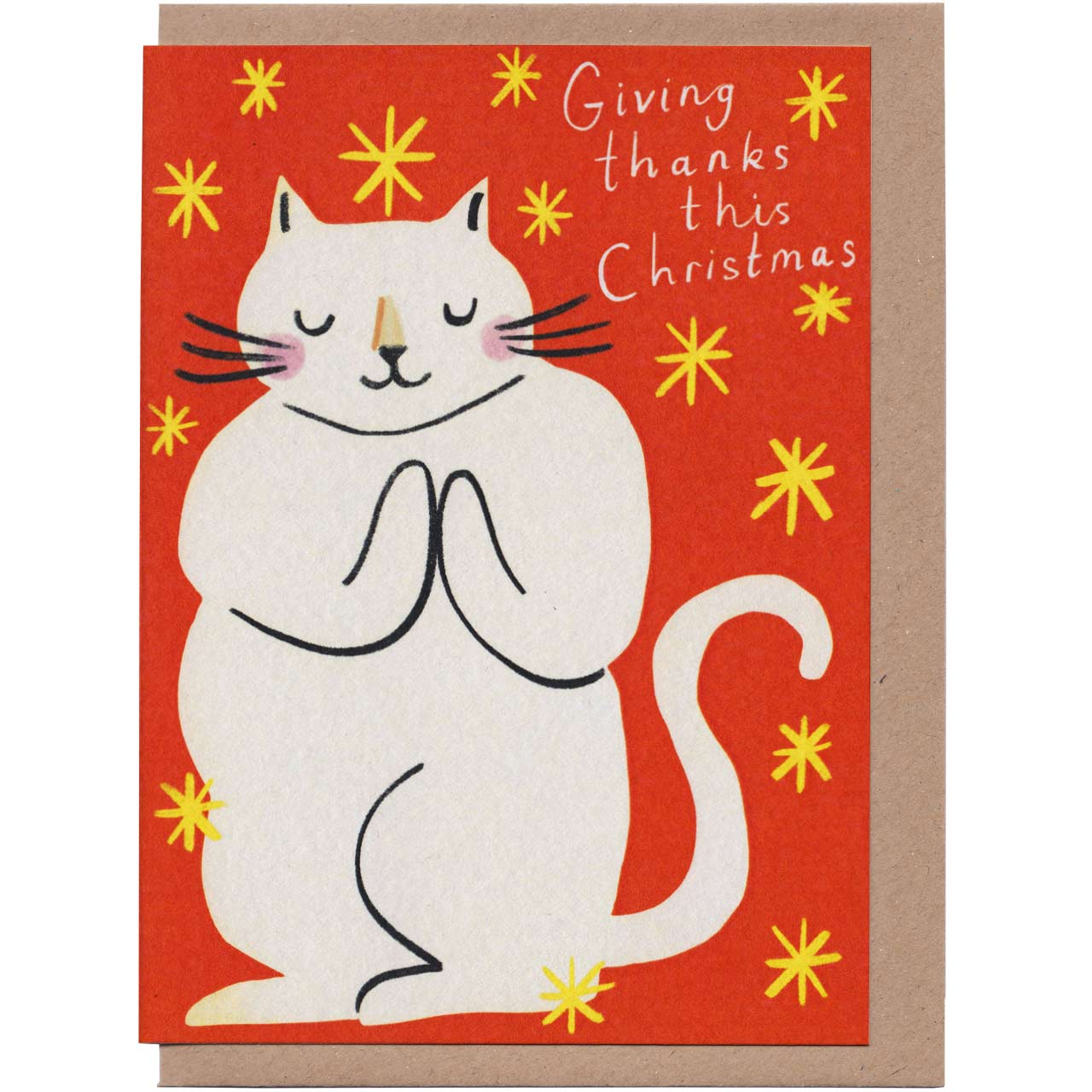 Giving Thanks Cat Christmas Card