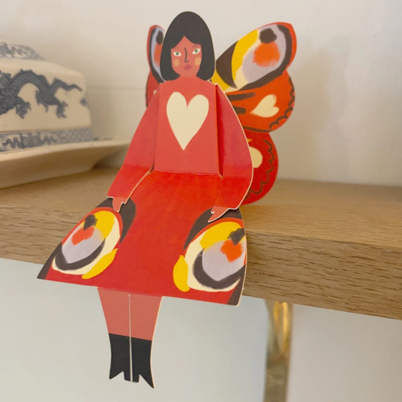 Peacock Butterfly Woman Sitting Greeting Card