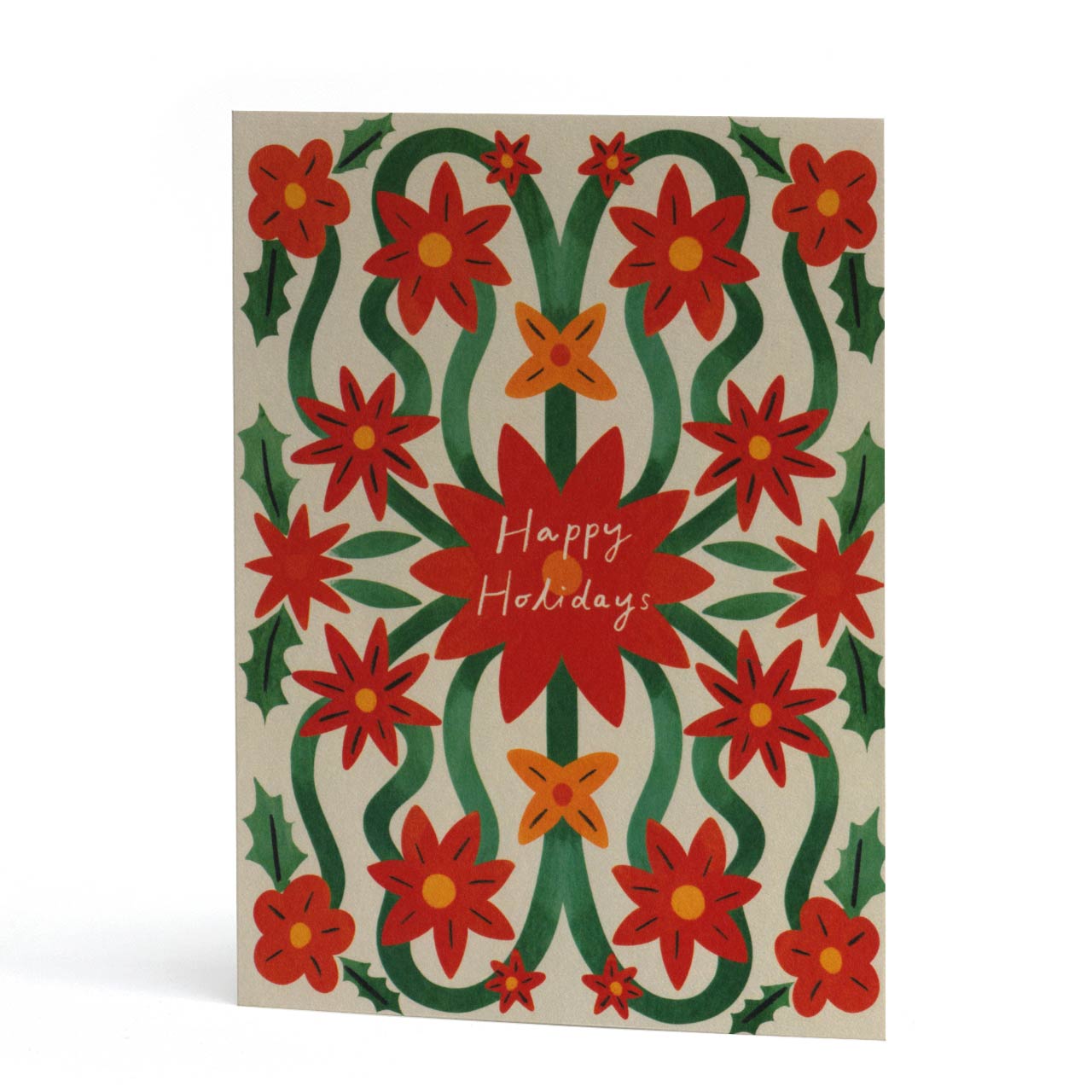 Poinsettia Happy Holidays Christmas Card