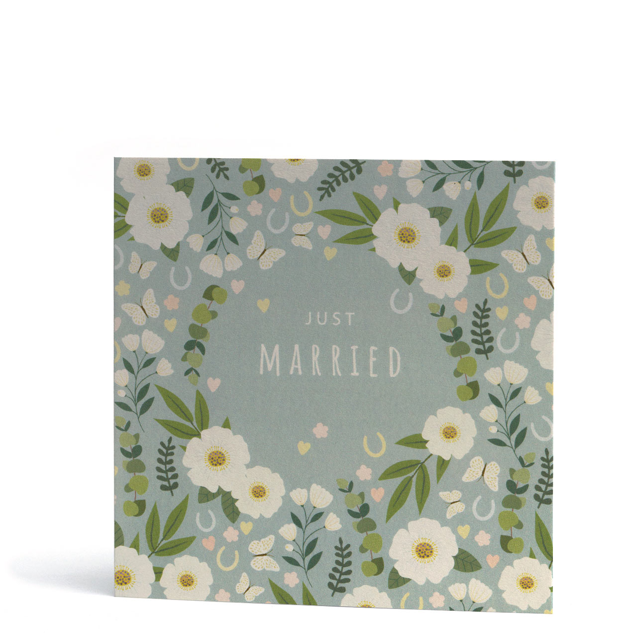 Just Married Floral Wedding Card