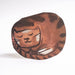 A die-cut greeting card featuring a hand-painted brown and black illustration of a sleeping cat, set against a plain white background.