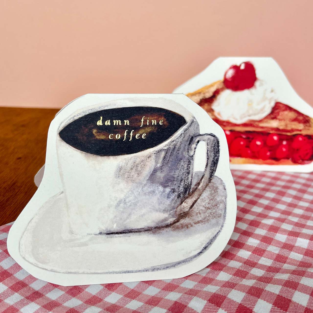 Damn Fine Coffee Gold Foil Die Cut Card