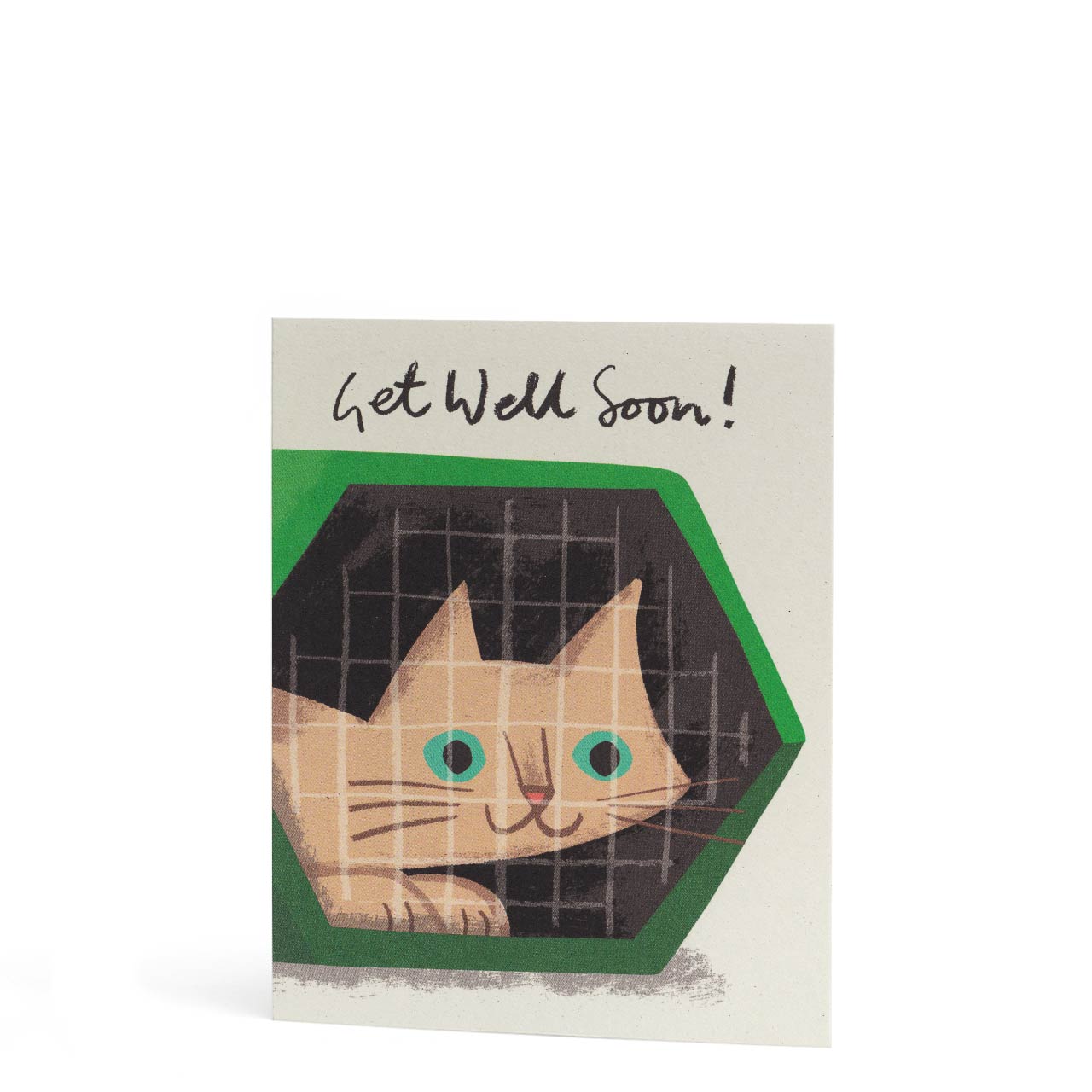 Get Well Soon Cat Basket Mini Greeting Card