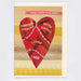 A greeting card featuring a large red heart made of layered materials with text labels including 'FOREVER CHEMICALS', 'MICRO PLASTICS', 'LURPAK', and 'YOU'. The top banner reads 'THINGS LODGED IN MY HEART.