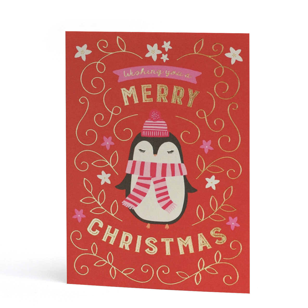 Penguin Gold Foil Merry Christmas Card
