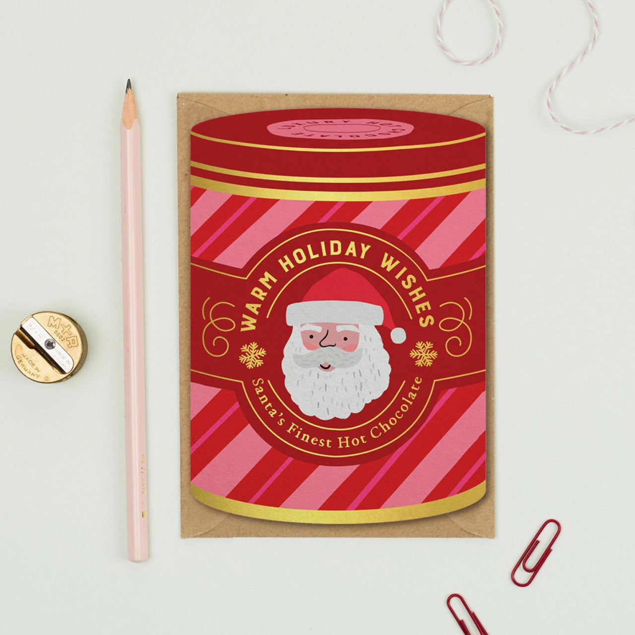 Santa Hot Chocolate Gold Foil Christmas Card