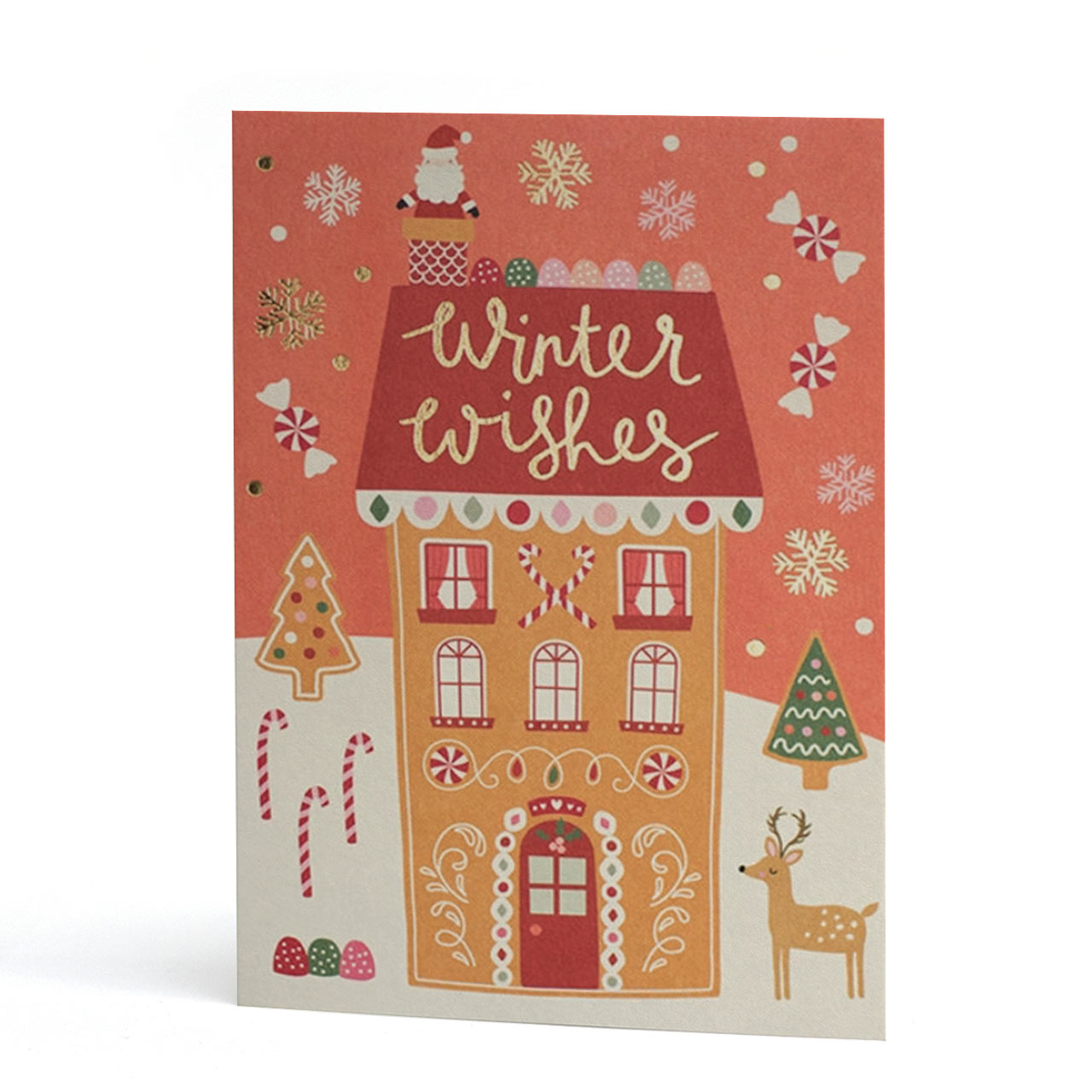 Winter Wishes Gold Foil Christmas Card