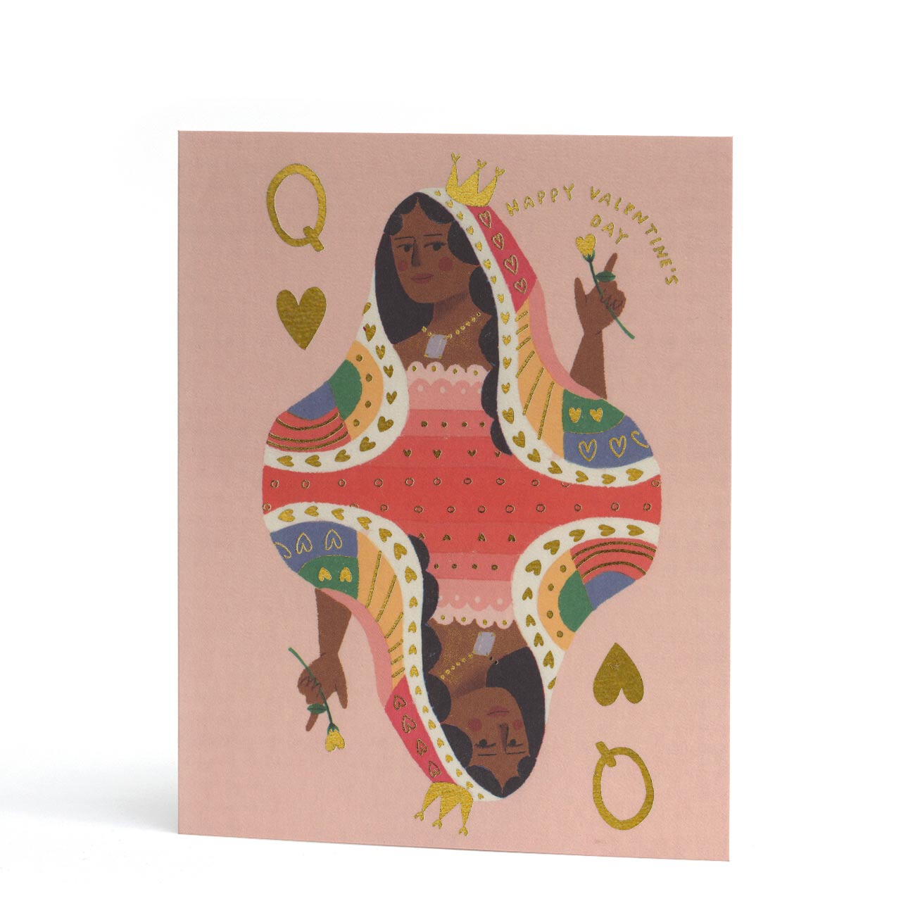 Queen of Hearts Gold Foil Valentine's Greeting Card