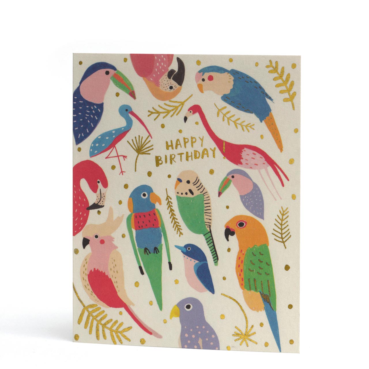 Tropical Feathers Gold Foil Birthday Card
