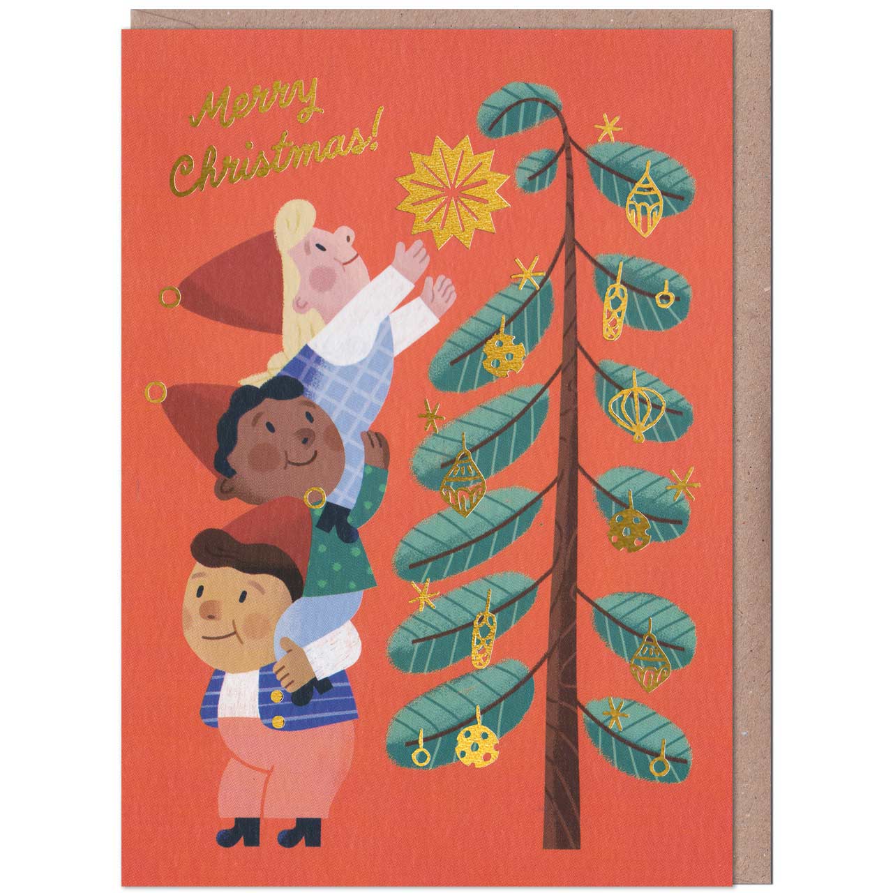 Decorating The Tree Christmas Gold Foil Card